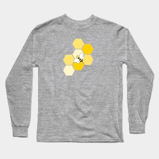 Honey Bee on Yellow Honeycomb Long Sleeve T-Shirt